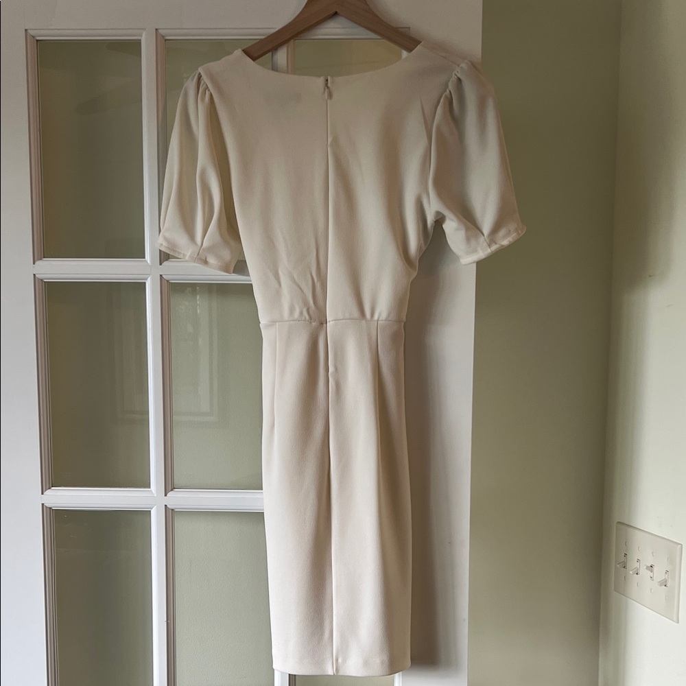 Express Cream Midi Dress with Tie Waist - Picture 4 of 5